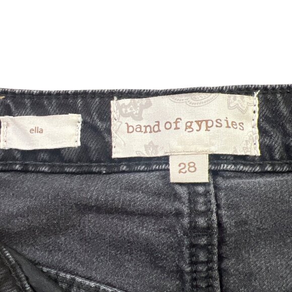 Band Of Gypsies Ella Womens Distressed Black Denim Mini Skirt Fringe Hem 28 - Picture 4 of 9